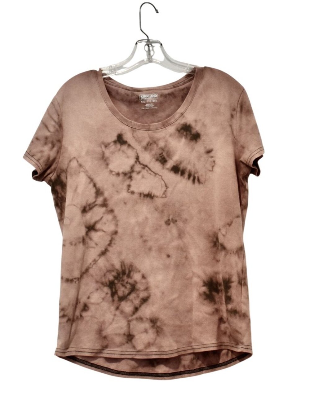 Women's Kirkland Mauve Gray Bleach Dye Scoop Neck Tee Size XXL